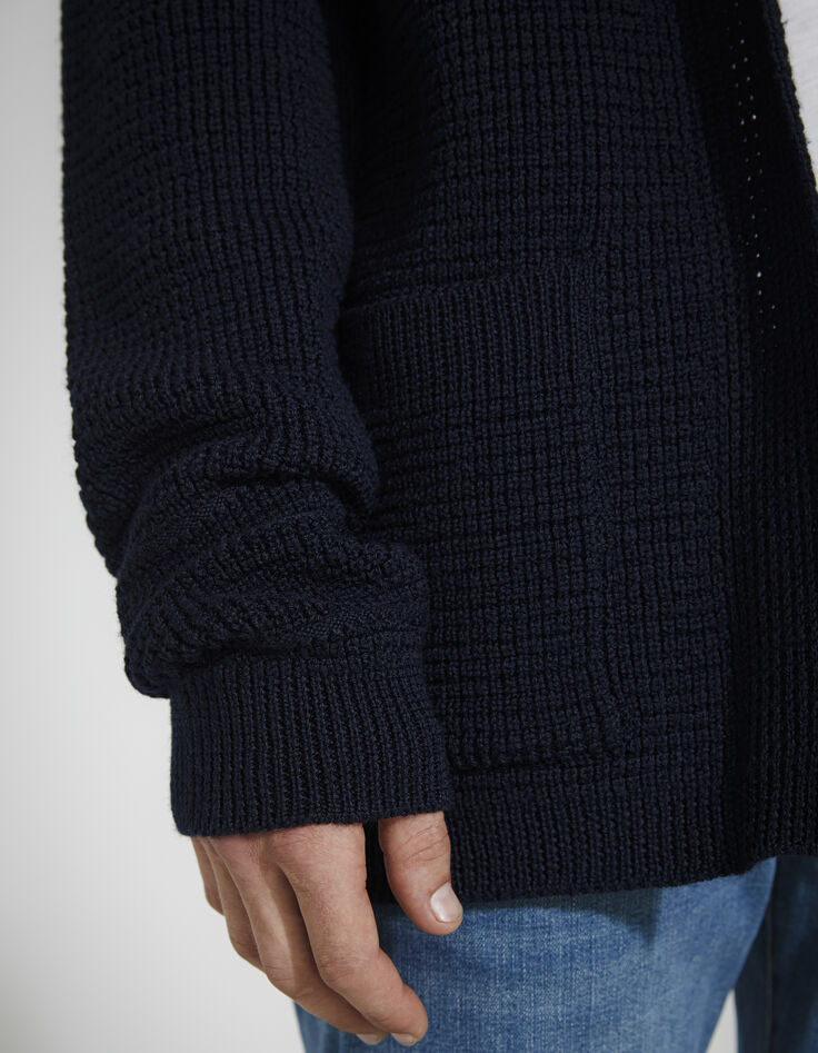 Cardigan marine tricot &agrave; col ch&acirc;le Homme-5