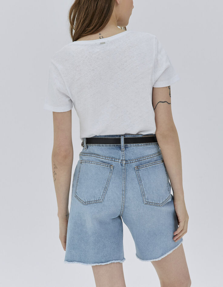 Tee-shirt blanc visuel tête de mort métalisé et broderies femme-3 Tee-shirt blanc visuel tête de mort métalisé et broderies femme-3