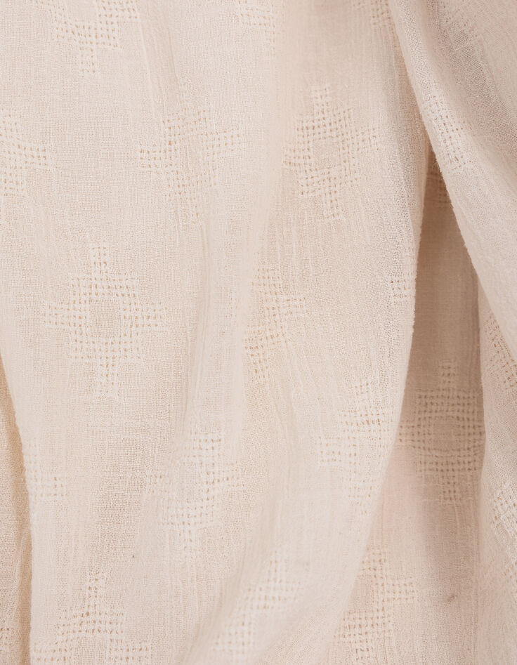Ecru Maxikleid, Mädchen, Gummizug am Ausschnitt-10