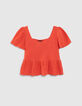 Top rouge col carré broderie anglaise fille-1