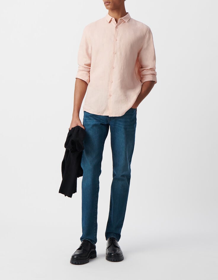 Camisa SLIM rosa lino hombre-1