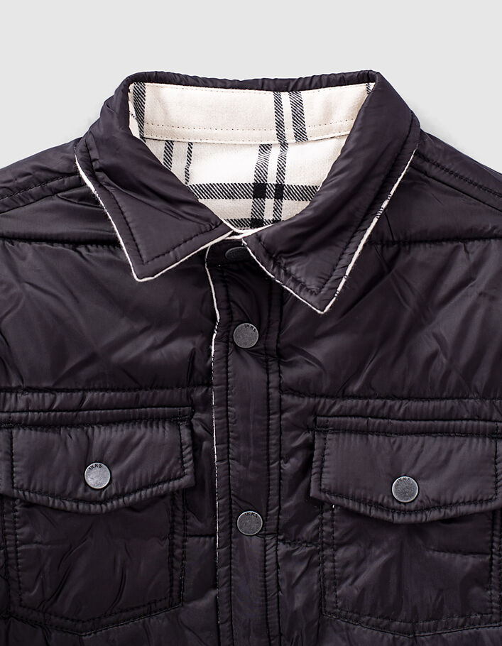 Boys’ black and check reversible padded jacket - IKKS