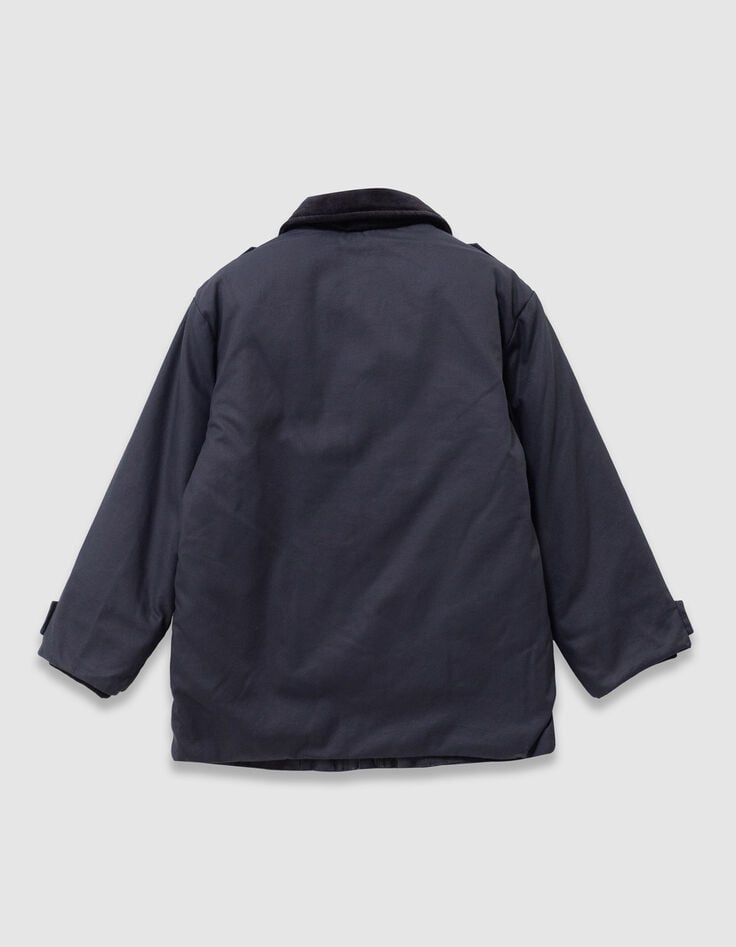 Schwarzer Jungenparka mit vielen Taschen und Velourskragen-6 Schwarzer Jungenparka mit vielen Taschen und Velourskragen-6