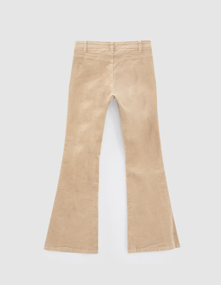 Pantalon FLARE beige taille basse en velours fille-3