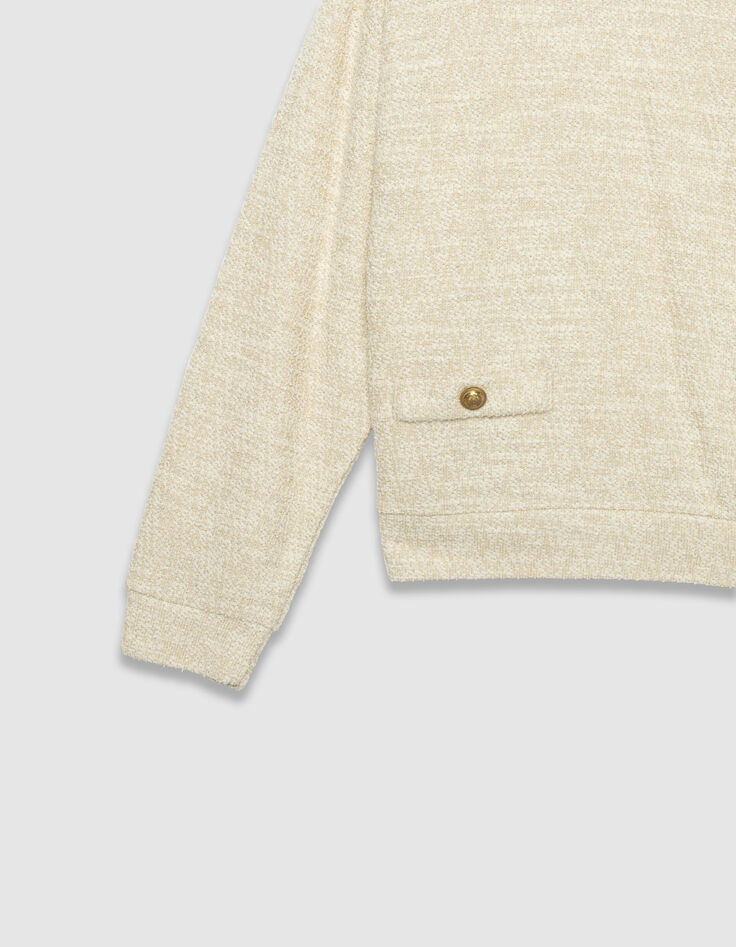 Sweat beige lurex effet tweed boutons épaule Femme-3 Sweat beige lurex effet tweed boutons épaule Femme-3