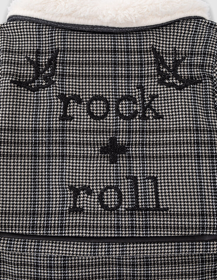 Manteau noir motif prince-de-galles brodé dos bébé fille-6
