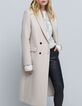 Women's long ecru pea jacket-5