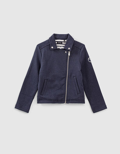 Girls’ navy lurex biker-style cardigan - IKKS