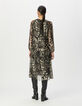 Lange zwarte jurk zebraprint Dames-2
