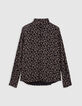 Men's black SLIM shirt with skull and flowers print-5