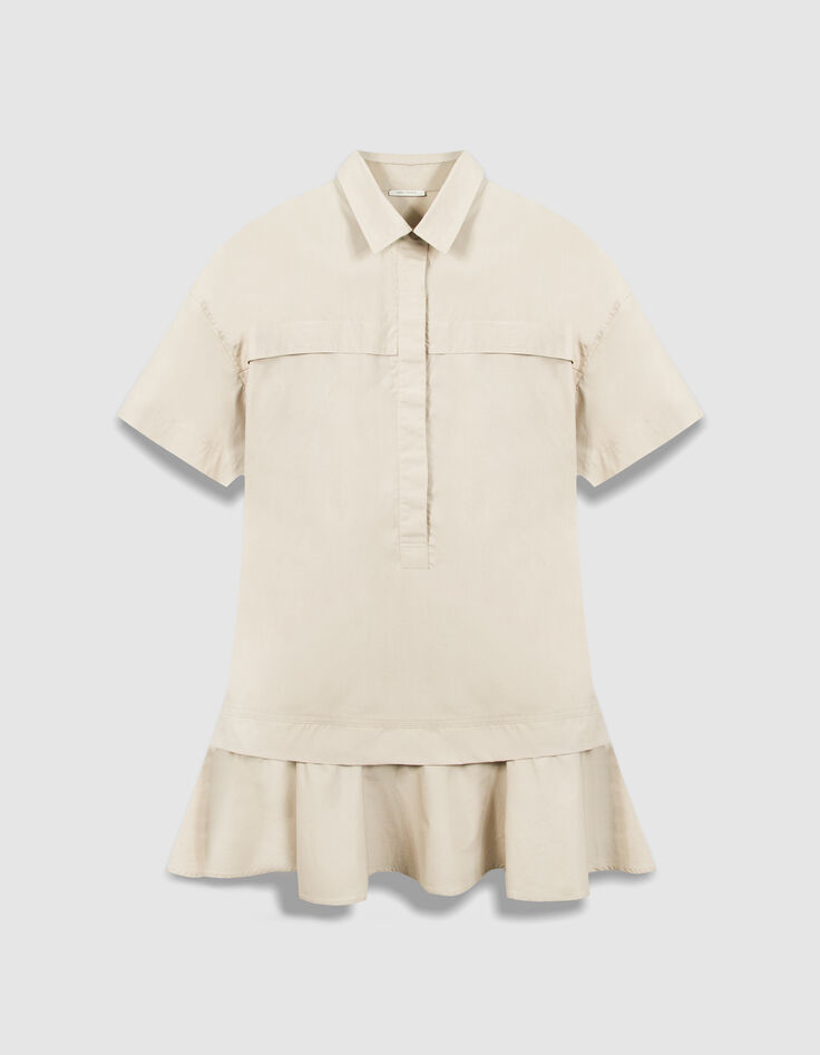 Kurzes beigefarbenes Trompe-l'oeil-Rockkleid Damen-5