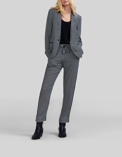 Pantalon noir LENZING&trade; ECOVERO&trade; imprim&eacute; graphique Femme - IKKS