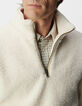 Sweat blanc sherpa col et poches zipp&eacute;es Homme-5