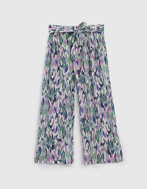 Girls’ off-white ikat diamond print trousers - IKKS