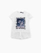 Gebroken wit T-shirt opdruk palm meisjes-2