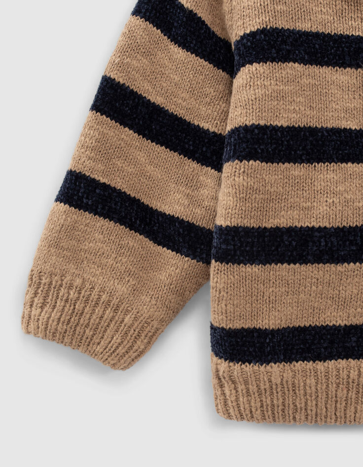 Veste réversible beige rayé navy bébé garçon  -5