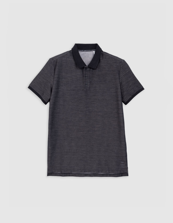 Men’s grey SEAWOOL® semi-plain knit polo shirt-6