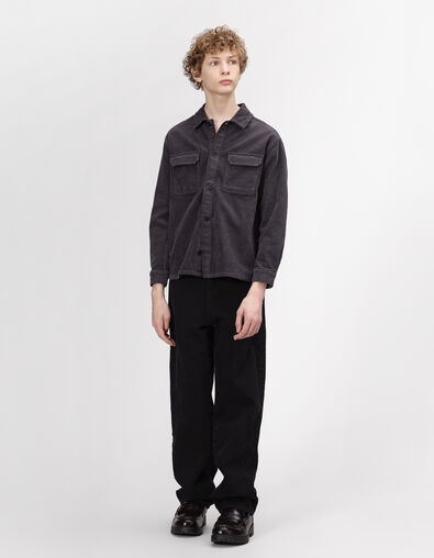 Chemise manches longues grise velours côtelé garçon - IKKS