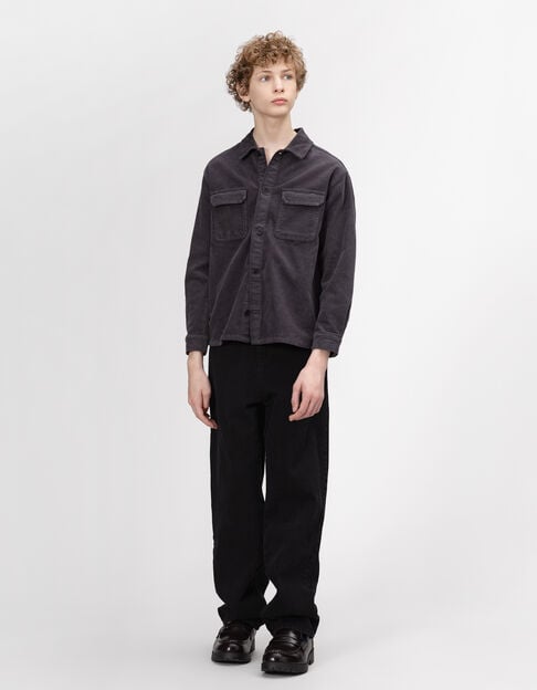 Chemise manches longues grise velours côtelé garçon - IKKS