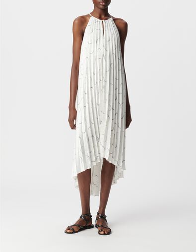 Robe pliss&eacute;e ivoire imprim&eacute; &eacute;clipses Femme - IKKS