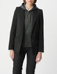 Women's black parement hooded jacket-2