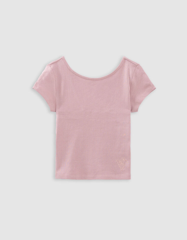 T-shirt rose décolleté dos fille-3