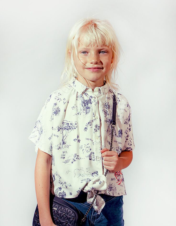 Blusa blanca Ecovero® estampado tela de Jouy niña-5