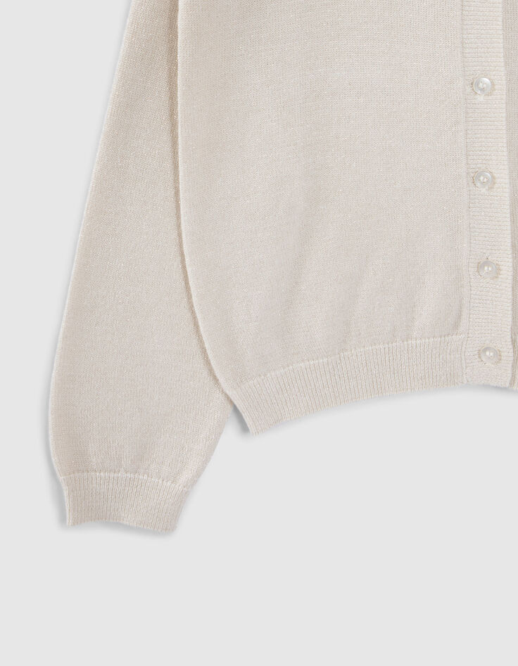 Cardigan écru tricot lurex fantaisie dos fille-4