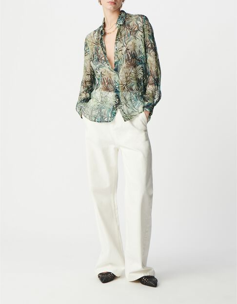 Chemise turquoise imprim&eacute; feuillage Femme - IKKS