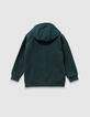 Cárdigan cremallera verde capucha niño-4