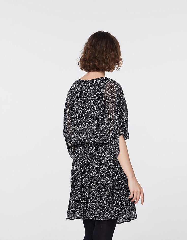 Tailliertes Damenvoilekleid mit Wavy-Print-3