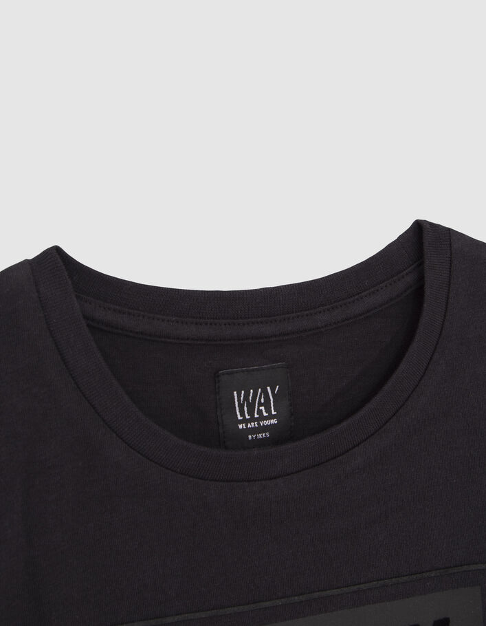 T-shirt noir bio avec cadre et message floqués garçon - IKKS