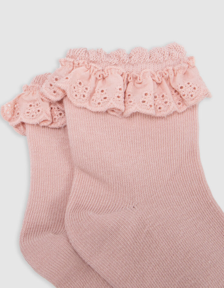 Ecru, Rosa und Kamel Baby Mädchen Socken-4