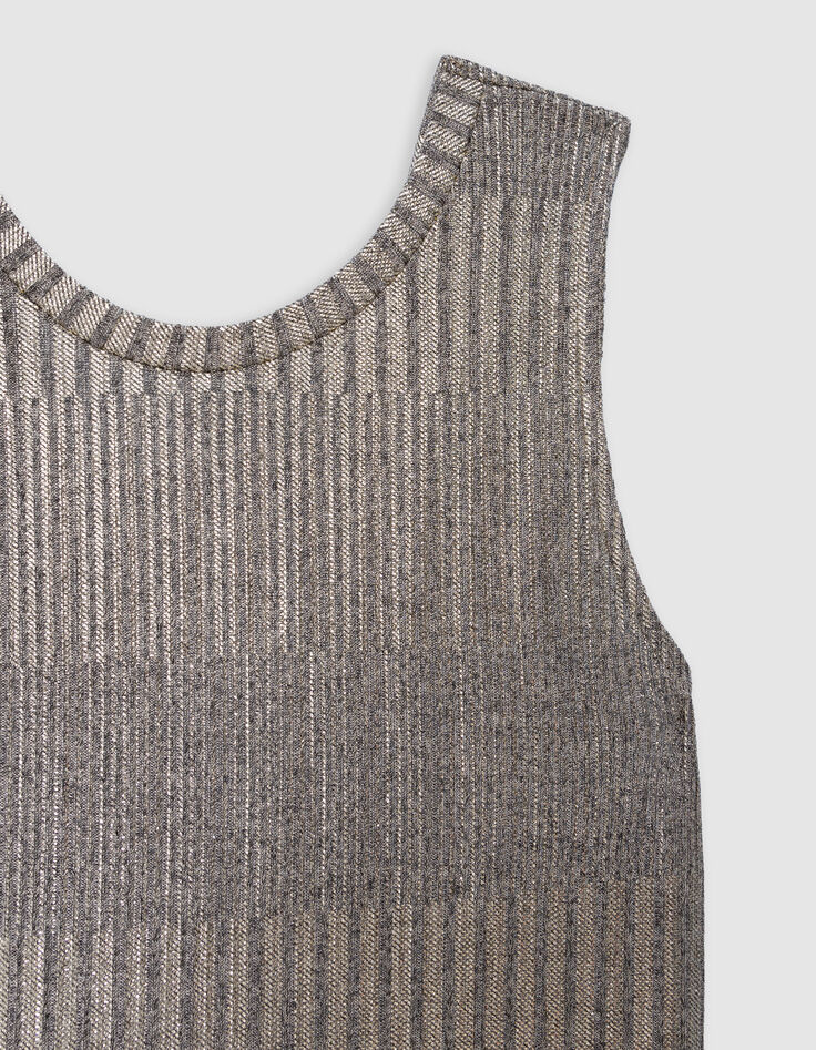 D&eacute;bardeur dor&eacute; maille m&eacute;tallis&eacute;e noeud dos Femme-2