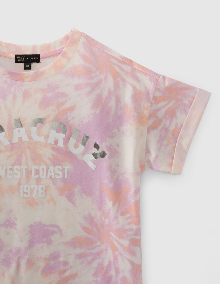 Wei&szlig;es M&auml;dchen-T-Shirt mit Tie-and-Dye-Effekt-3