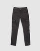 Girls&rsquo; black coated combat-style SLIM jeans-1