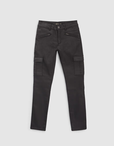 Girls&rsquo; black coated combat-style SLIM jeans - IKKS