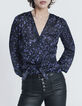 Women’s black/blue leopard print recycled wrap blouse-1