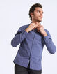 Chemise indigo imprimée origamis Homme-1