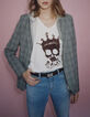 Women’s white crowned skull image T-shirt-5