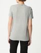 Women's grey tee-shirt with metallized beads on shoulder-3