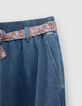 Lange blauwe jeansrok ceintuur flower power meisjes-5