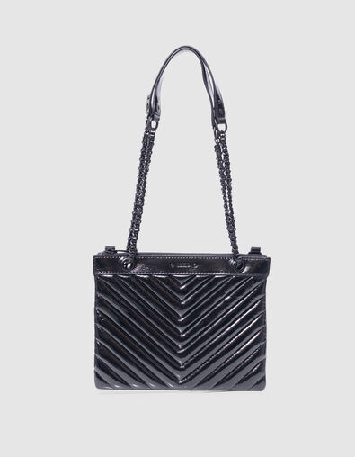 Women's 1440 Reporter clutch bag in black leather - IKKS