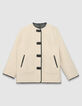 Manteau réversible écru sherpa et noir Femme-1