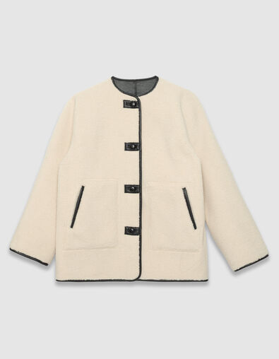Manteau réversible écru sherpa et noir Femme - IKKS