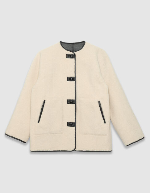 Manteau réversible écru sherpa et noir Femme - IKKS