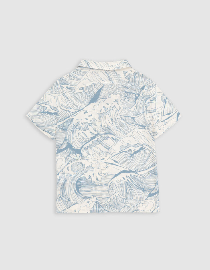 Chemise vert d'eau imprimé vagues garçon-4
