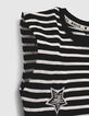 Girls’ black IKKS–MICKEY T-shirt with white stripes-4