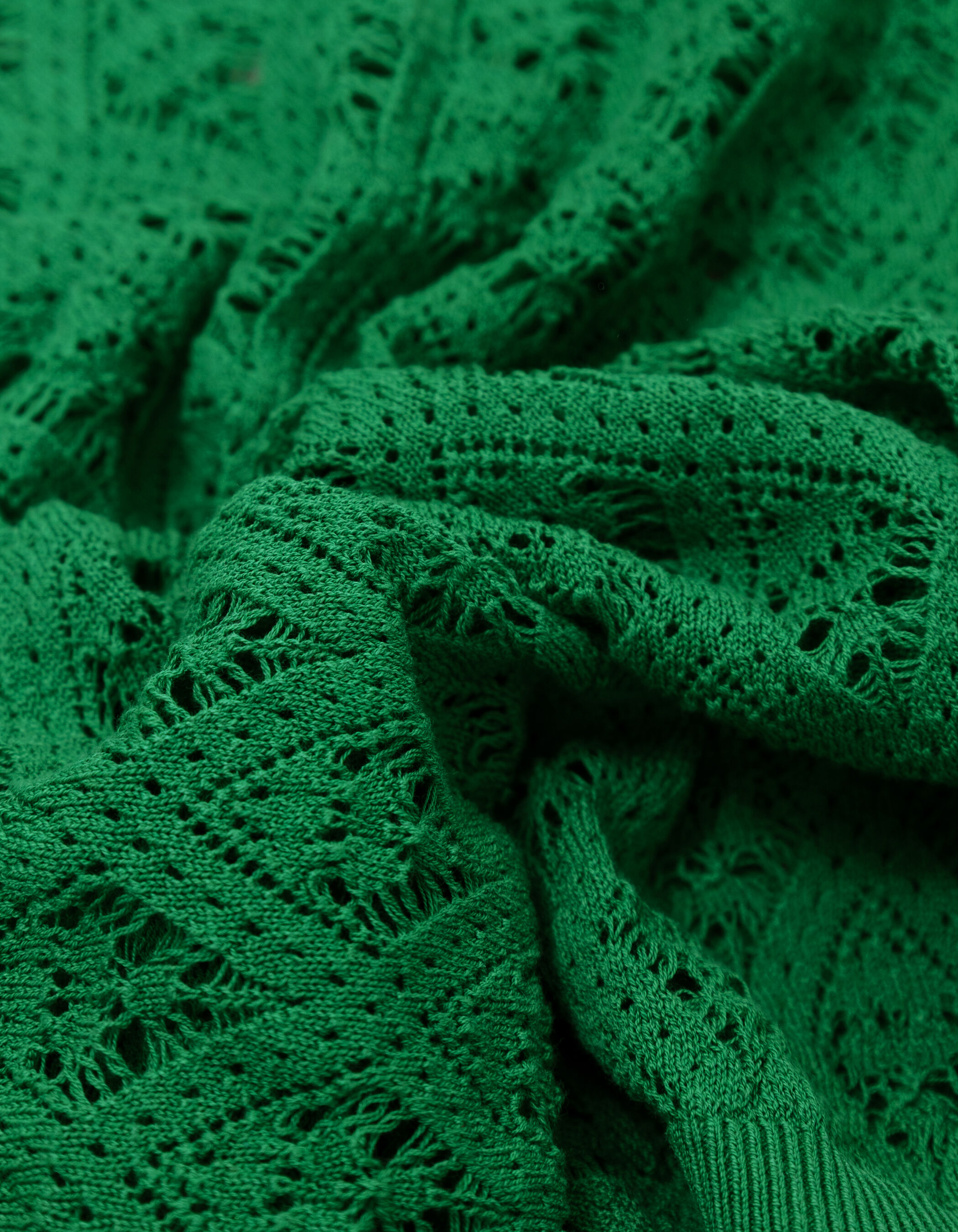 Green crochet-style openwork knit sweater IKKS