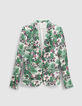 Veste de tailleur verte imprimé végétal Femme-7